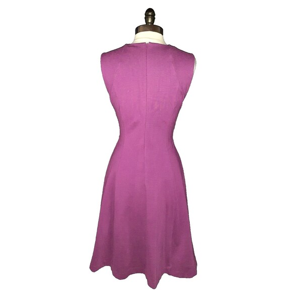 WHITE HOUSE BLACK MARKET Sz M A-Line Dress Purple Ponte Knit Sleeveless Stretch - Picture 2 of 4